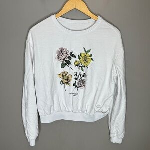 Temu flower cropped Crewneck sweatshirt